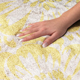 8' Yellow And Ivory Floral Shag Washable Round Rug With UV Protection - HomeRoots - Flyclothing LLC