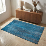 3' X 5' Blue And Gray Striped Shag Washable Area Rug With UV Protection - HomeRoots - Flyclothing LLC