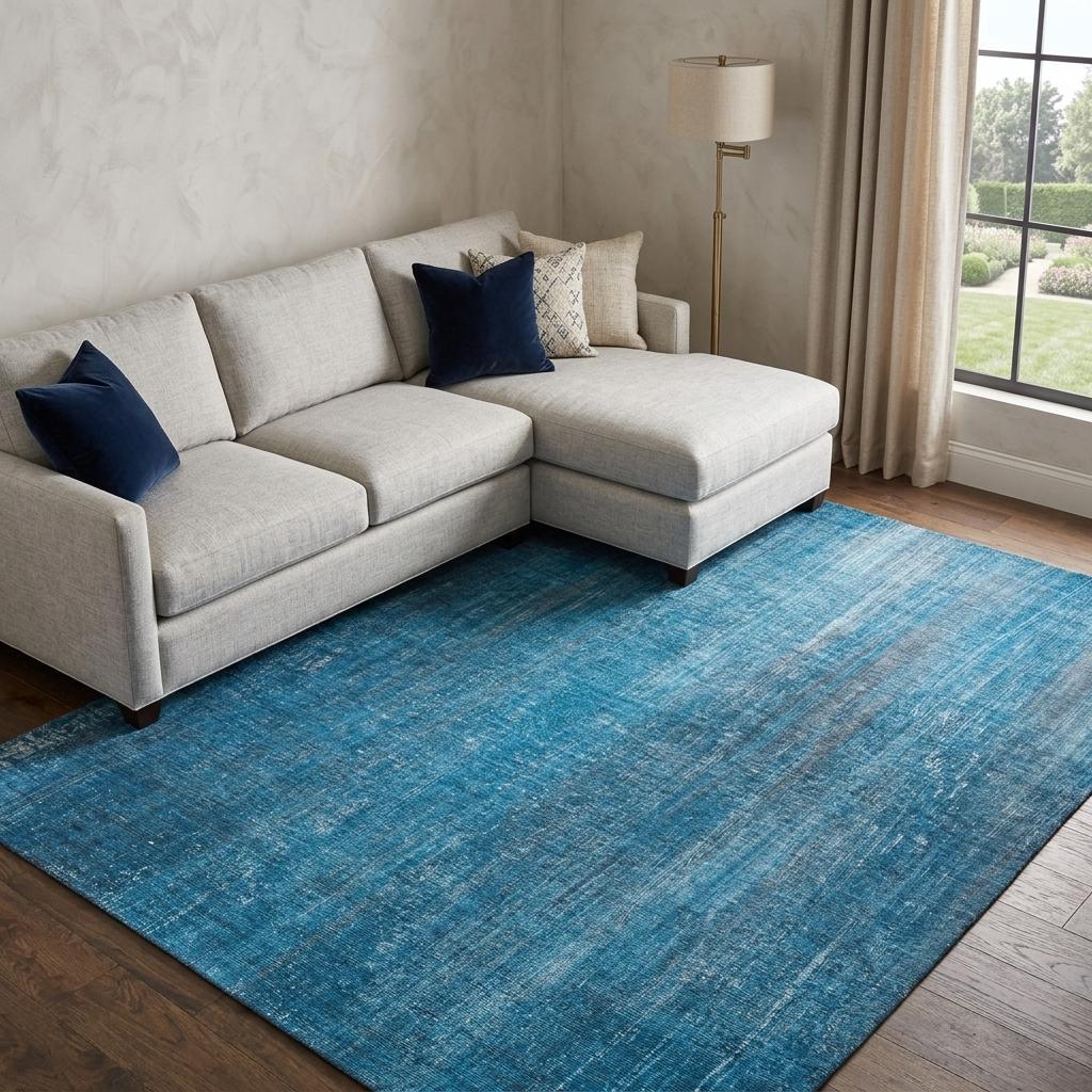 10' X 14' Blue And Gray Striped Shag Washable Area Rug With UV Protection - HomeRoots - Flyclothing LLC