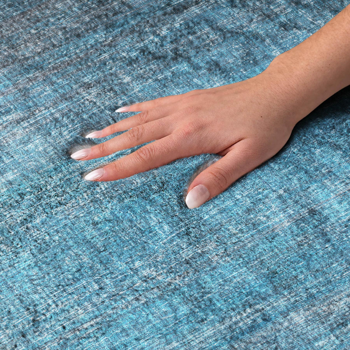 10' X 14' Blue And Gray Striped Shag Washable Area Rug With UV Protection - HomeRoots - Flyclothing LLC