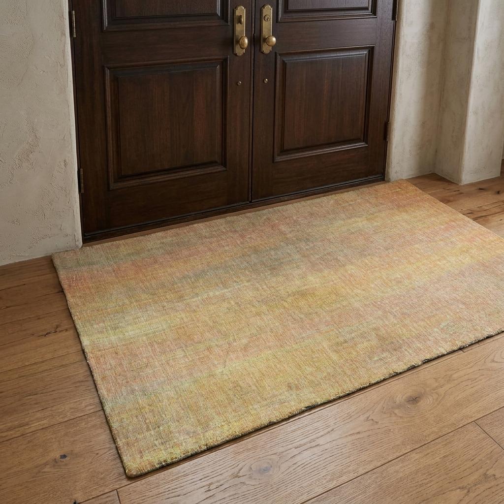 3' X 5' Blush And Gold Striped Shag Washable Area Rug With UV Protection - HomeRoots - Flyclothing LLC