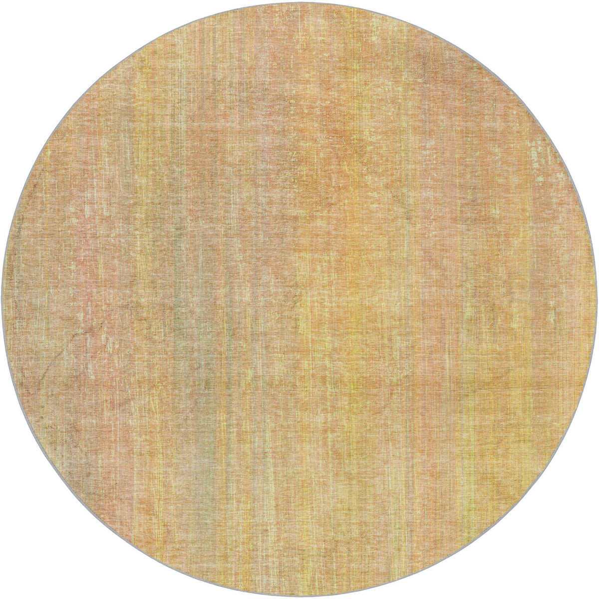 8' Blush And Gold Striped Shag Washable Round Rug With UV Protection - HomeRoots - Flyclothing LLC