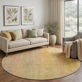 8' Blush And Gold Striped Shag Washable Round Rug With UV Protection - HomeRoots - Flyclothing LLC