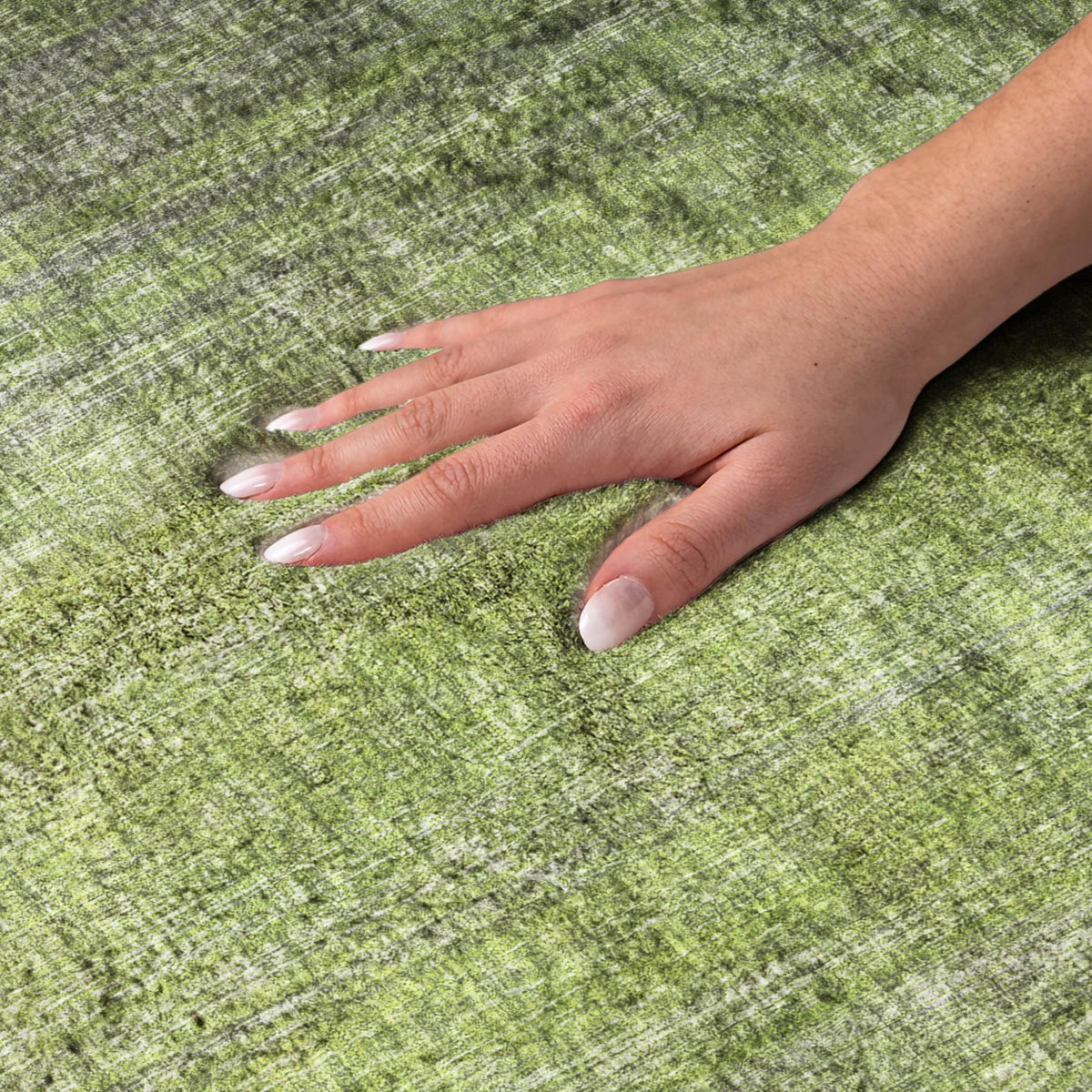 3' X 5' Green And Gray Striped Shag Washable Area Rug With UV Protection - HomeRoots - Flyclothing LLC