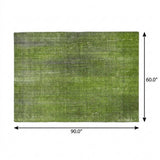 5' X 8' Green And Gray Striped Shag Washable Area Rug With UV Protection - HomeRoots - Flyclothing LLC