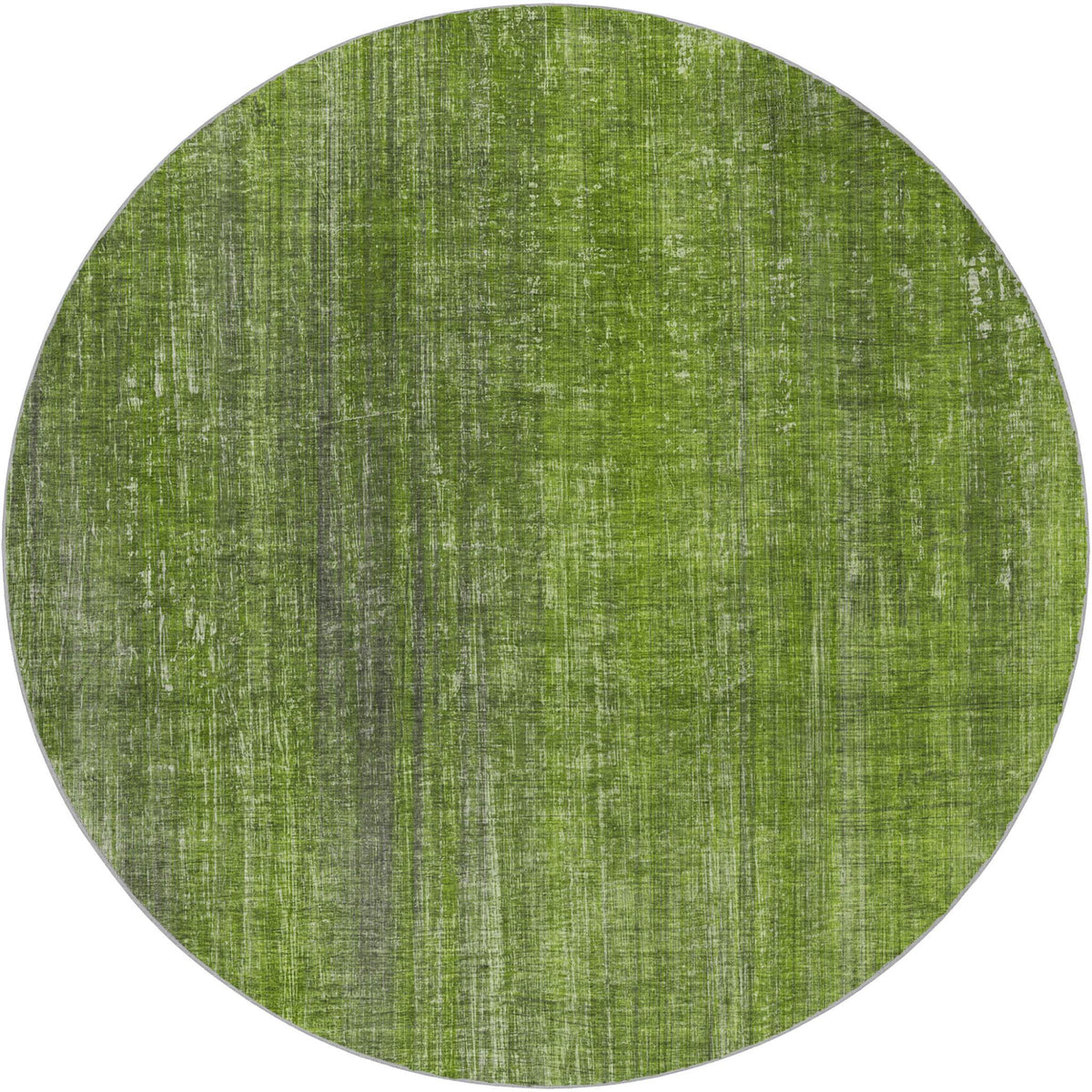 8' Green And Gray Striped Shag Washable Round Rug With UV Protection - HomeRoots - Flyclothing LLC