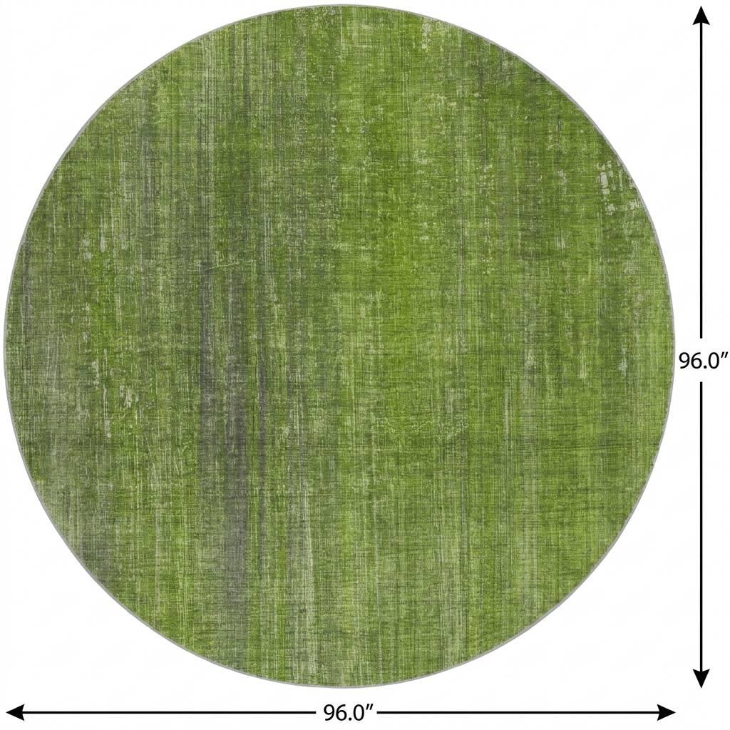 8' Green And Gray Striped Shag Washable Round Rug With UV Protection - HomeRoots - Flyclothing LLC