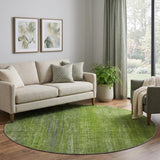 8' Green And Gray Striped Shag Washable Round Rug With UV Protection - HomeRoots - Flyclothing LLC