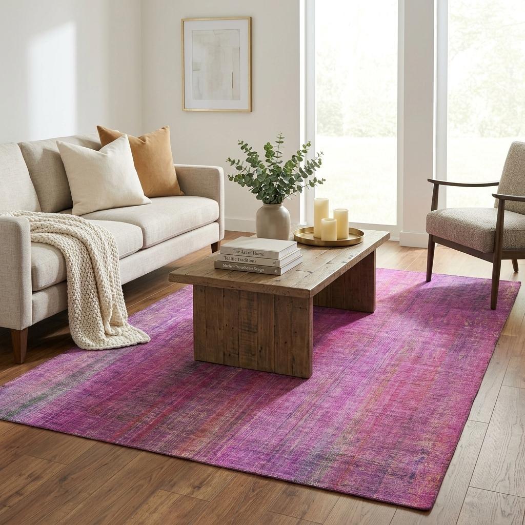 5' X 8' Lilac And Purple Striped Shag Washable Area Rug With UV Protection - HomeRoots - Flyclothing LLC