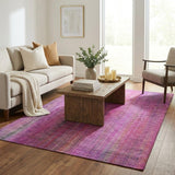 5' X 8' Lilac And Purple Striped Shag Washable Area Rug With UV Protection - HomeRoots - Flyclothing LLC