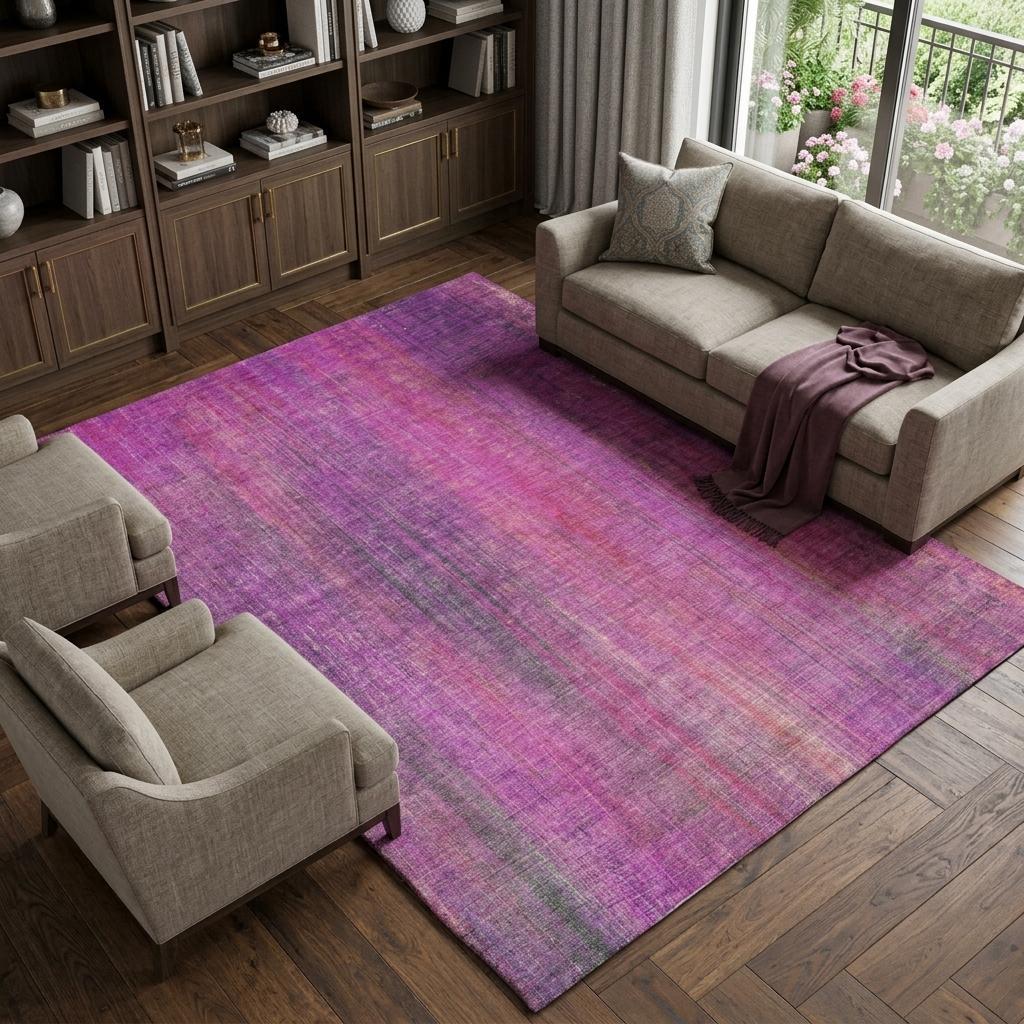 10' X 14' Lilac And Purple Striped Shag Washable Area Rug With UV Protection - HomeRoots - Flyclothing LLC