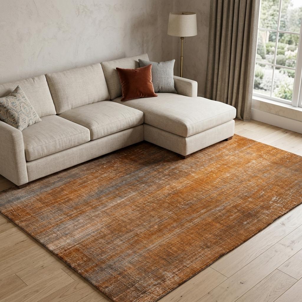 8' X 10' Orange And Gray Striped Shag Washable Area Rug With UV Protection - HomeRoots - Flyclothing LLC