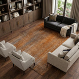 9' X 12' Orange And Gray Striped Shag Washable Area Rug With UV Protection - HomeRoots - Flyclothing LLC