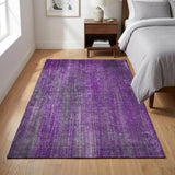 3' X 5' Purple And Gray Striped Shag Washable Area Rug With UV Protection - HomeRoots - Flyclothing LLC