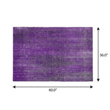 3' X 5' Purple And Gray Striped Shag Washable Area Rug With UV Protection - HomeRoots - Flyclothing LLC