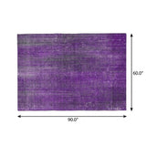 5' X 8' Purple And Gray Striped Shag Washable Area Rug With UV Protection - HomeRoots - Flyclothing LLC