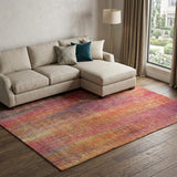 9' X 12' Red And Gold Striped Shag Washable Area Rug With UV Protection - HomeRoots - Flyclothing LLC
