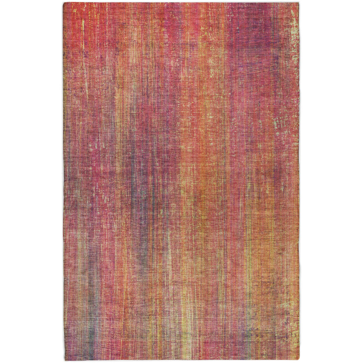 9' X 12' Red And Gold Striped Shag Washable Area Rug With UV Protection - HomeRoots - Flyclothing LLC