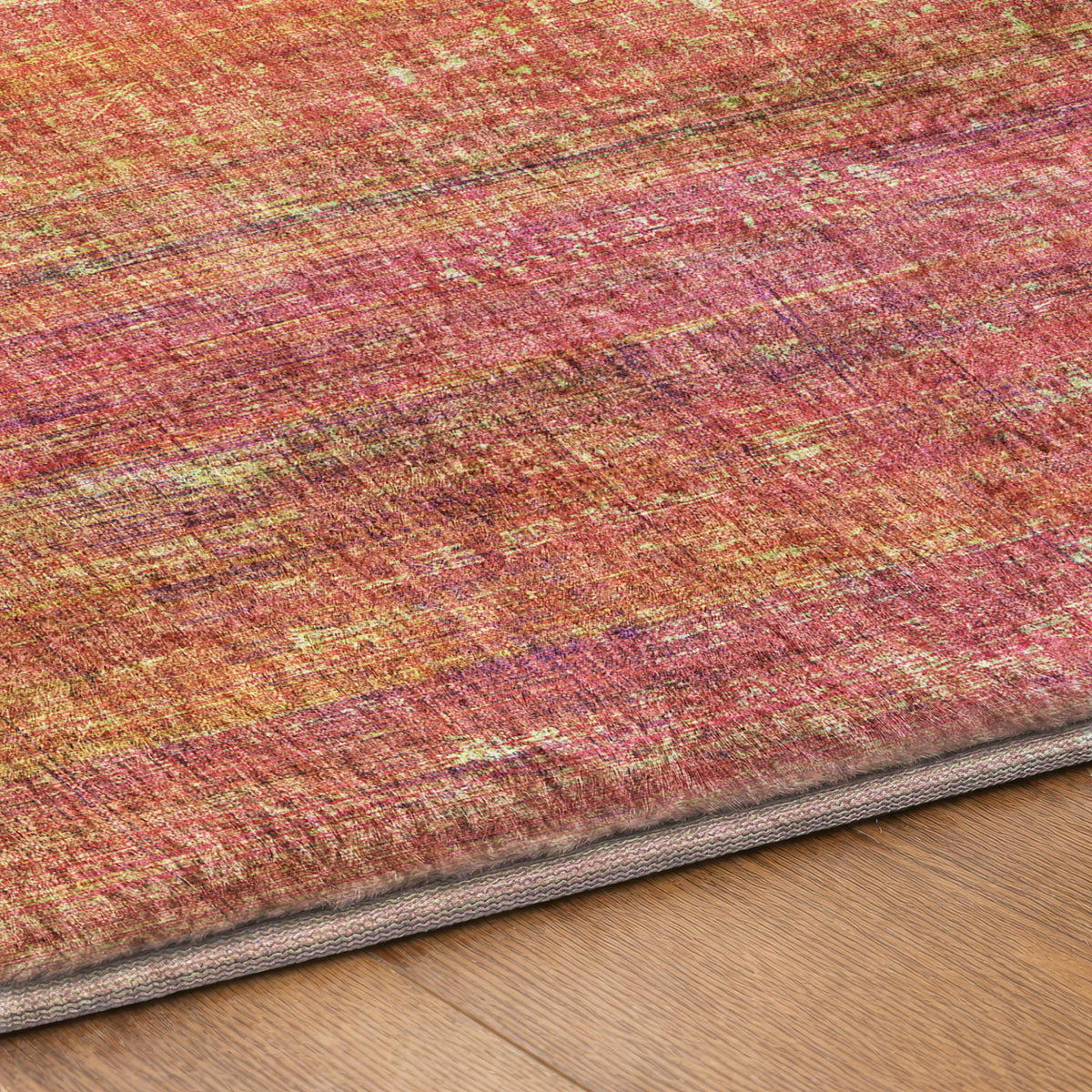 9' X 12' Red And Gold Striped Shag Washable Area Rug With UV Protection - HomeRoots - Flyclothing LLC