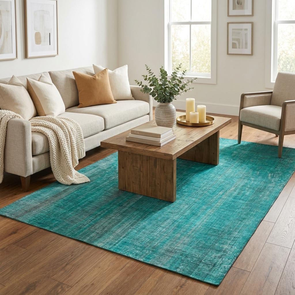 5' X 8' Teal And Gray Striped Shag Washable Area Rug With UV Protection - HomeRoots - Flyclothing LLC