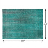 5' X 8' Teal And Gray Striped Shag Washable Area Rug With UV Protection - HomeRoots - Flyclothing LLC