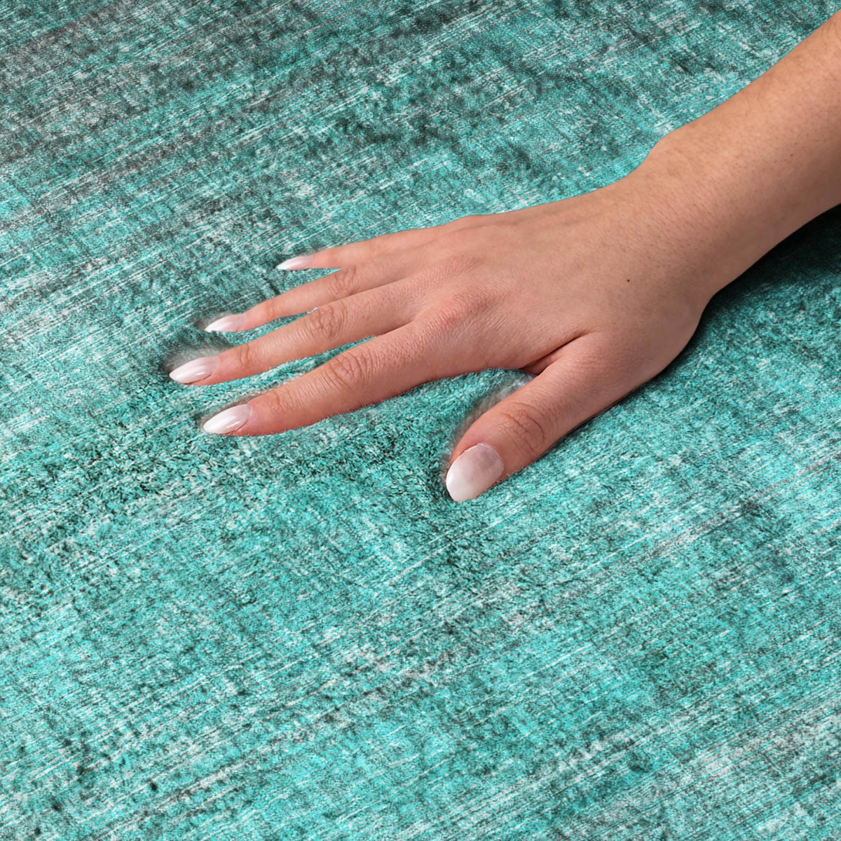 10' X 14' Teal And Gray Striped Shag Washable Area Rug With UV Protection - HomeRoots - Flyclothing LLC
