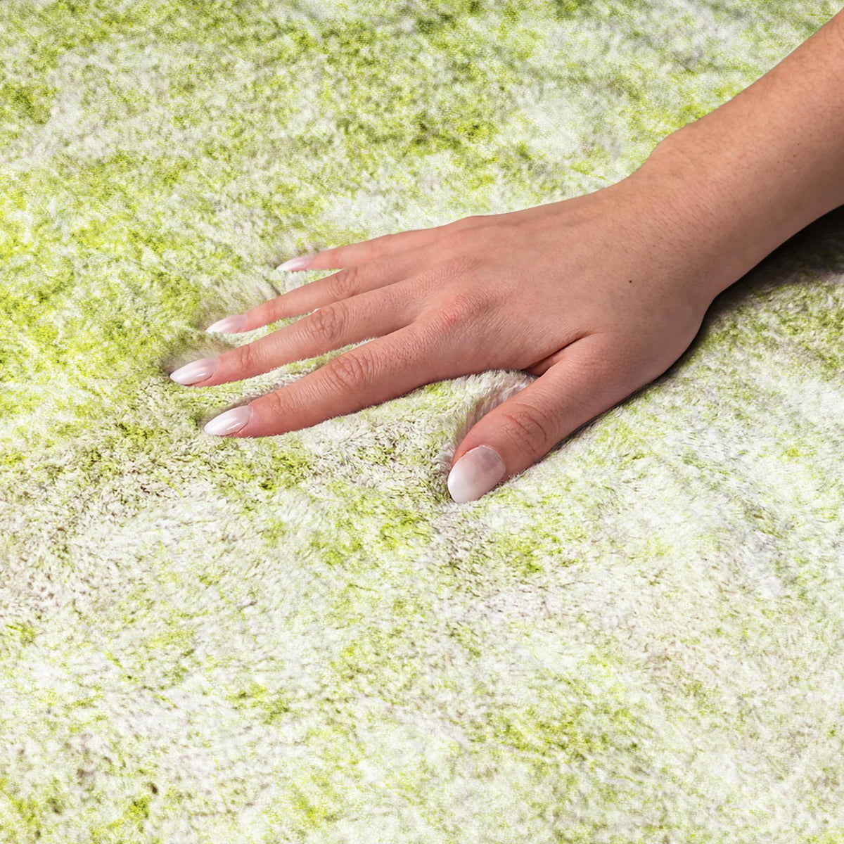 10' X 14' Green And Ivory Abstract Shag Washable Area Rug With UV Protection - HomeRoots - Flyclothing LLC