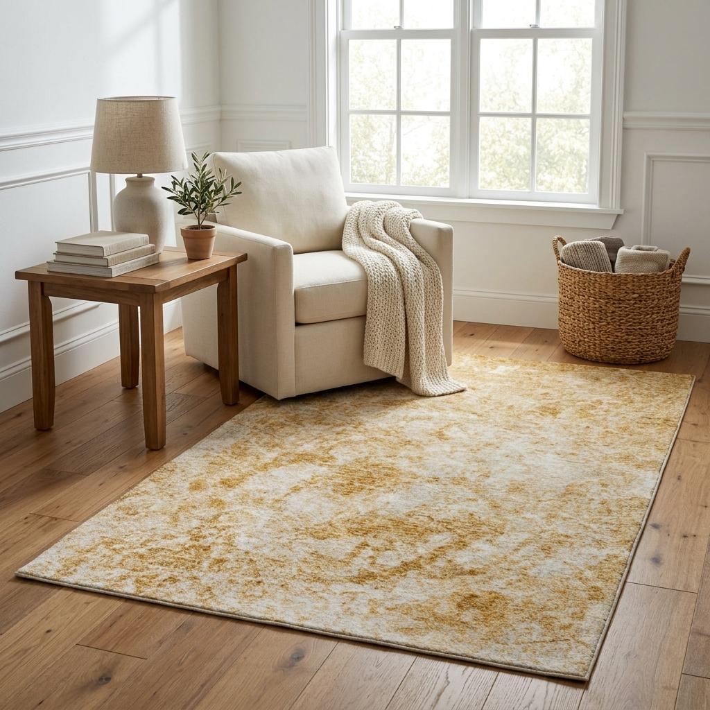 5' X 8' Beige And Ivory Abstract Shag Washable Area Rug With UV Protection - HomeRoots - Flyclothing LLC