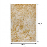 5' X 8' Beige And Ivory Abstract Shag Washable Area Rug With UV Protection - HomeRoots - Flyclothing LLC