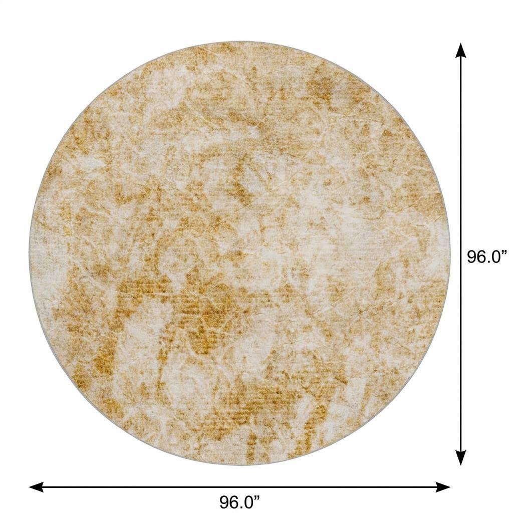8' Beige And Ivory Abstract Shag Washable Round Rug With UV Protection - HomeRoots - Flyclothing LLC
