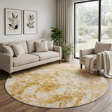 8' Beige And Ivory Abstract Shag Washable Round Rug With UV Protection - HomeRoots - Flyclothing LLC