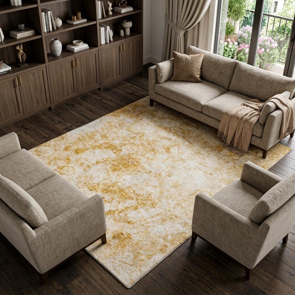 10' X 14' Beige And Ivory Abstract Shag Washable Area Rug With UV Protection - HomeRoots - Flyclothing LLC