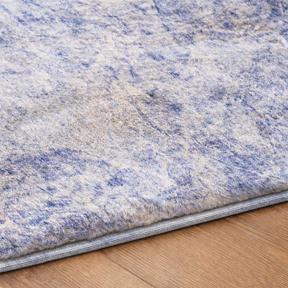 3' X 5' Blue And Ivory Abstract Shag Washable Area Rug With UV Protection - HomeRoots - Flyclothing LLC