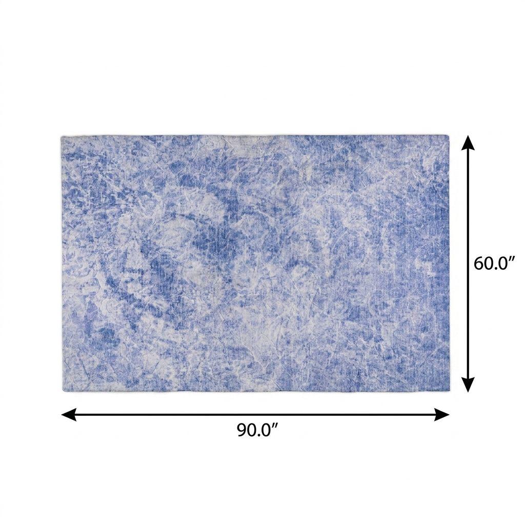 5' X 8' Blue And Ivory Abstract Shag Washable Area Rug With UV Protection - HomeRoots - Flyclothing LLC