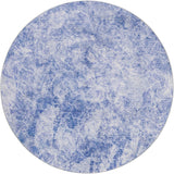 8' Blue And Ivory Abstract Shag Washable Round Rug With UV Protection - HomeRoots - Flyclothing LLC