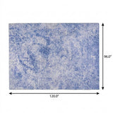8' X 10' Blue And Ivory Abstract Shag Washable Area Rug With UV Protection - HomeRoots - Flyclothing LLC