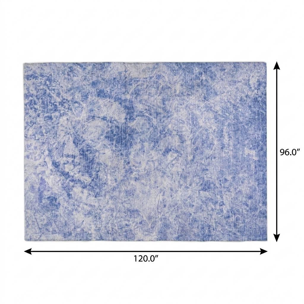 8' X 10' Blue And Ivory Abstract Shag Washable Area Rug With UV Protection - HomeRoots - Flyclothing LLC