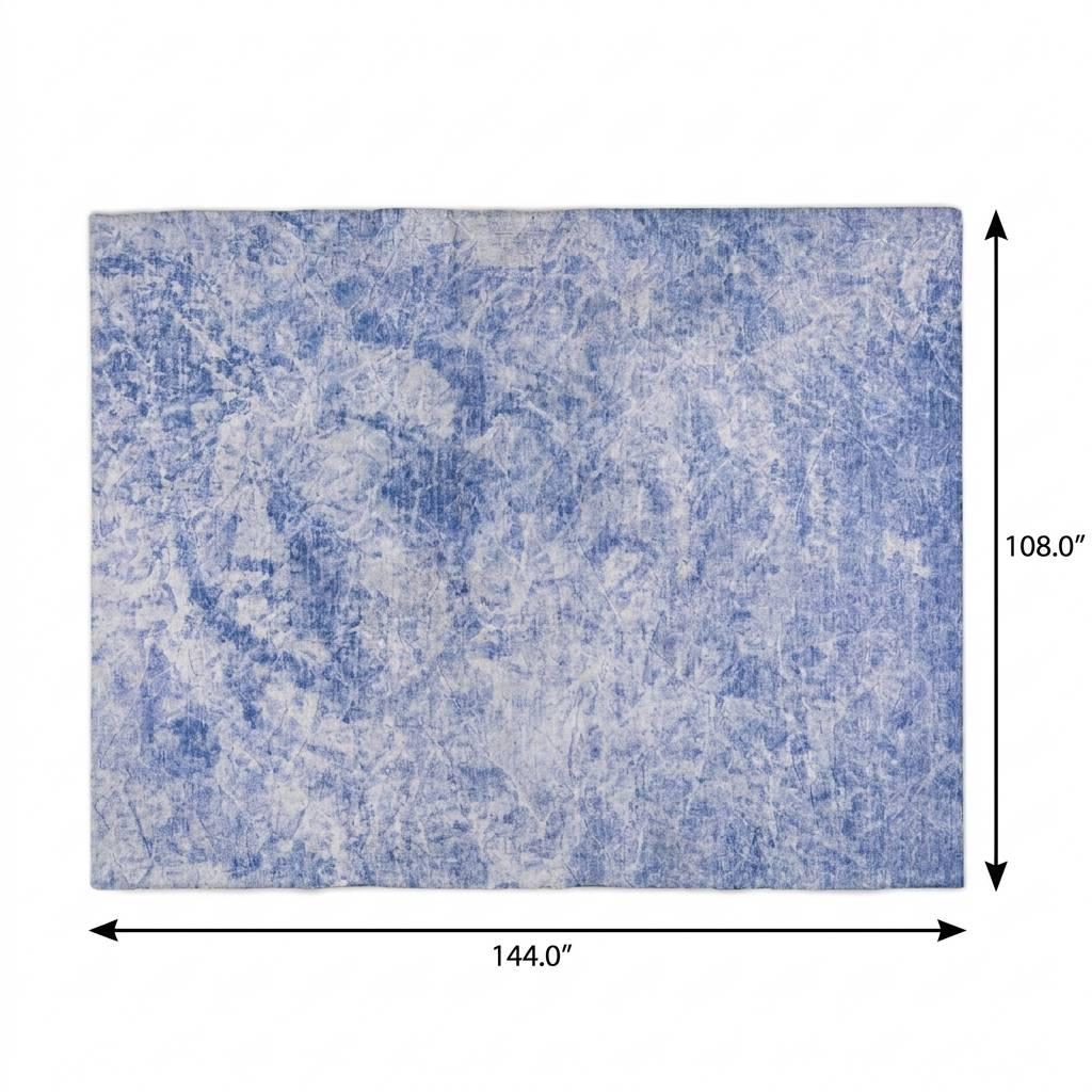 9' X 12' Blue And Ivory Abstract Shag Washable Area Rug With UV Protection - HomeRoots - Flyclothing LLC