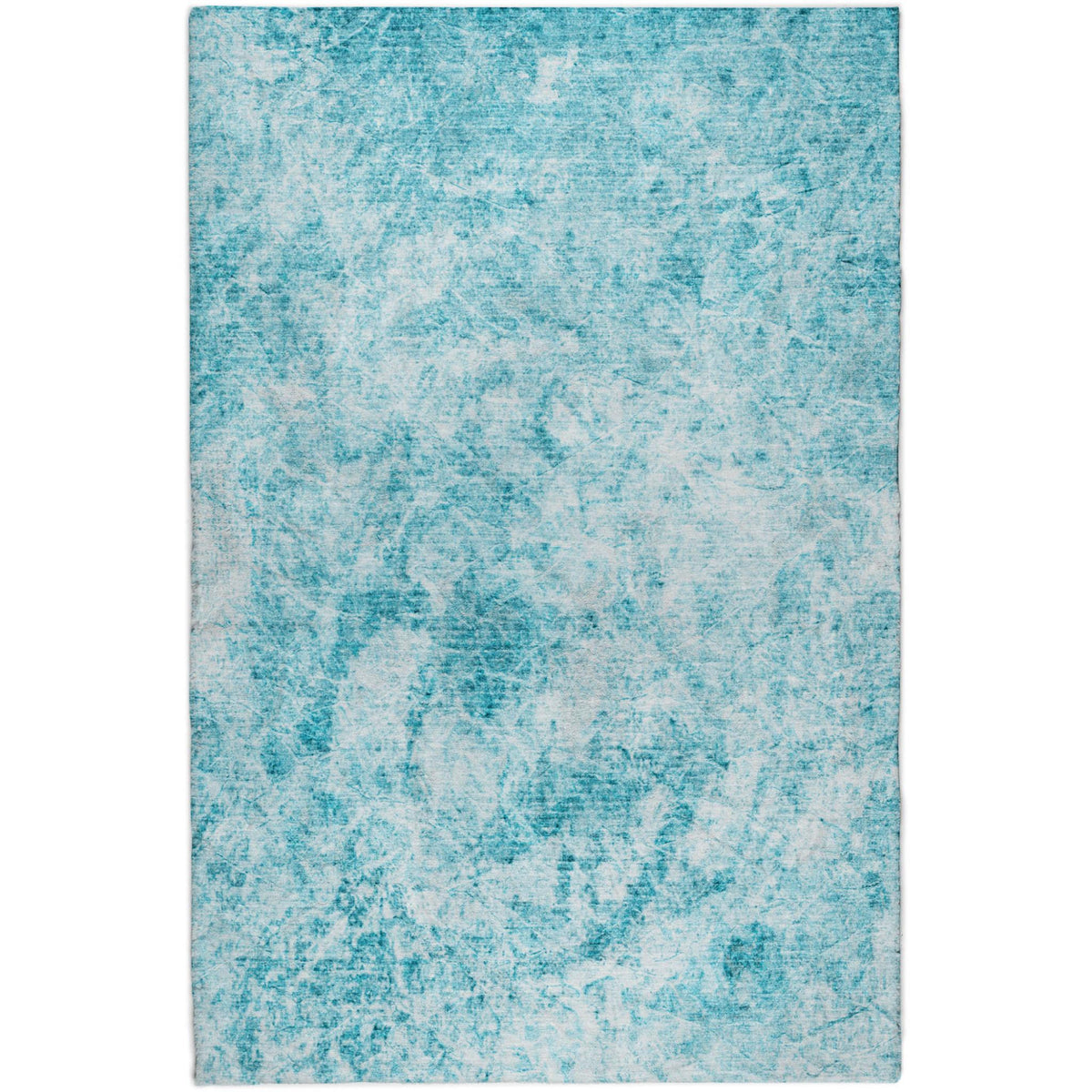 3' X 5' Teal And Ivory Abstract Shag Washable Area Rug With UV Protection - HomeRoots - Flyclothing LLC