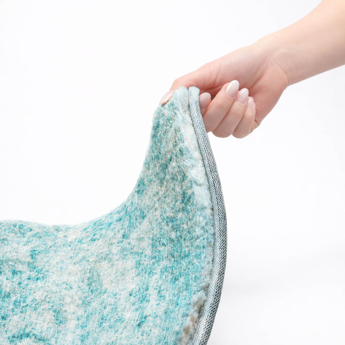 3' X 5' Teal And Ivory Abstract Shag Washable Area Rug With UV Protection - HomeRoots - Flyclothing LLC