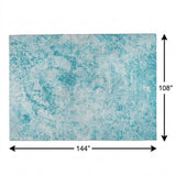 9' X 12' Teal And Ivory Abstract Shag Washable Area Rug With UV Protection - HomeRoots - Flyclothing LLC