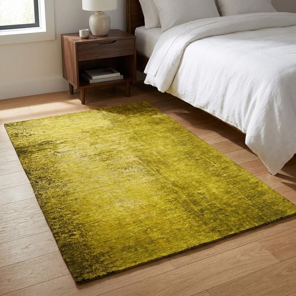 3' X 5' Gold And Gray Abstract Shag Washable Area Rug With UV Protection - HomeRoots - Flyclothing LLC
