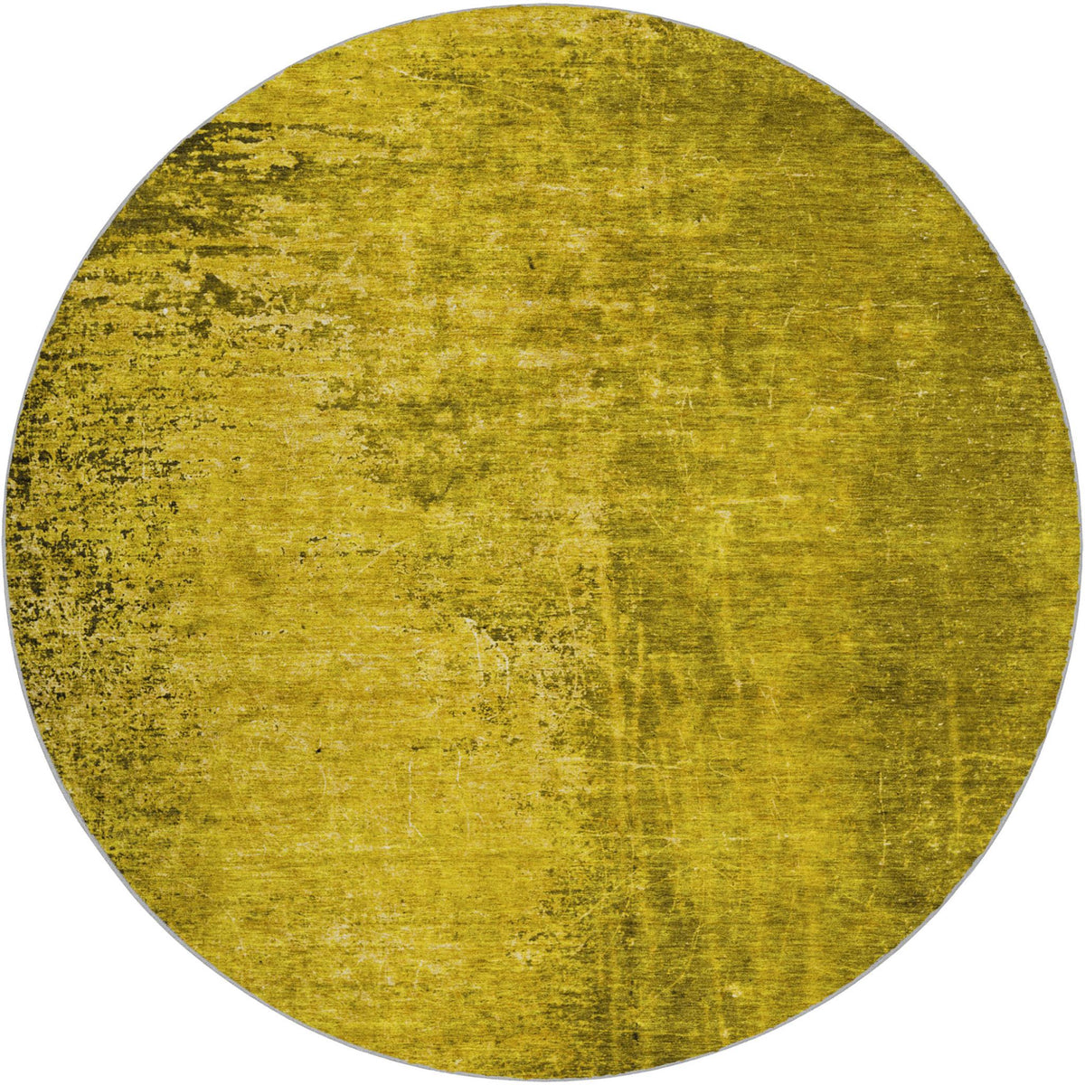 8' Gold And Gray Abstract Shag Washable Round Rug With UV Protection - HomeRoots - Flyclothing LLC