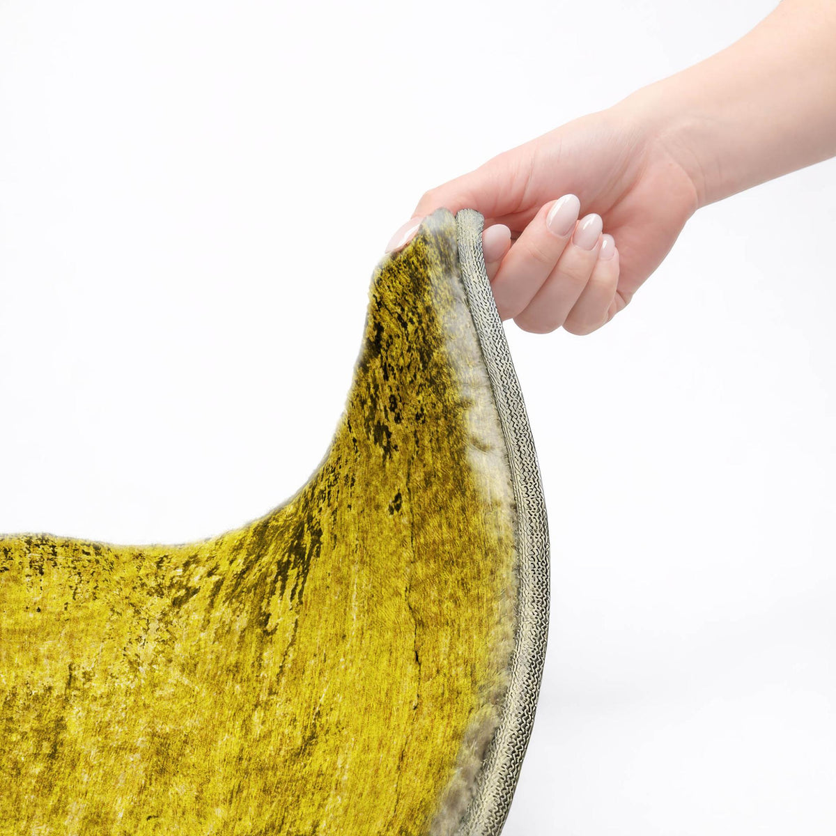 8' Gold And Gray Abstract Shag Washable Round Rug With UV Protection - HomeRoots - Flyclothing LLC