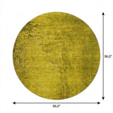 8' Gold And Gray Abstract Shag Washable Round Rug With UV Protection - HomeRoots - Flyclothing LLC