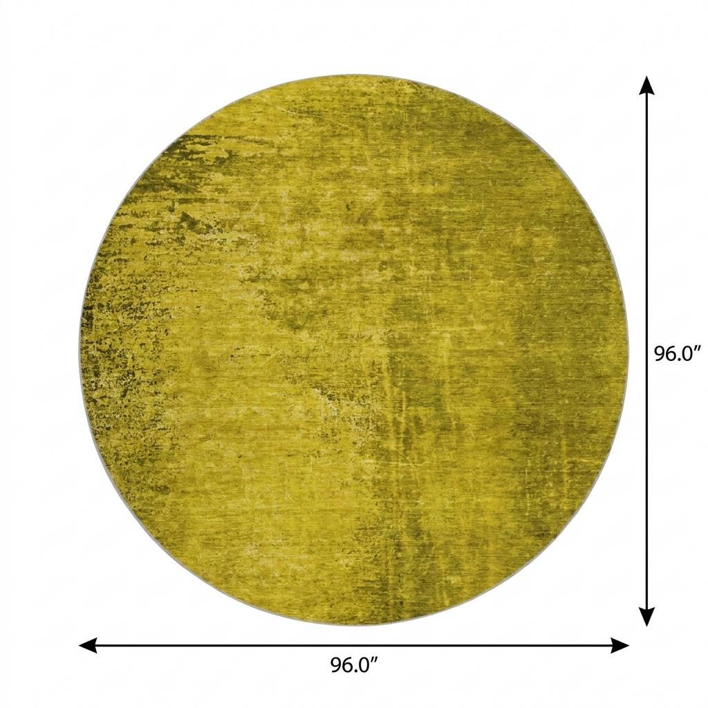 8' Gold And Gray Abstract Shag Washable Round Rug With UV Protection - HomeRoots - Flyclothing LLC