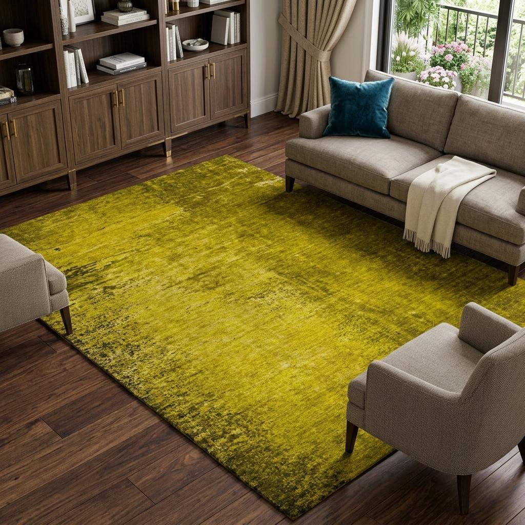 8' X 10' Gold And Gray Abstract Shag Washable Area Rug With UV Protection - HomeRoots - Flyclothing LLC