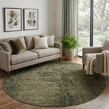 8' Gray And Charcoal Abstract Shag Washable Round Rug With UV Protection - HomeRoots - Flyclothing LLC