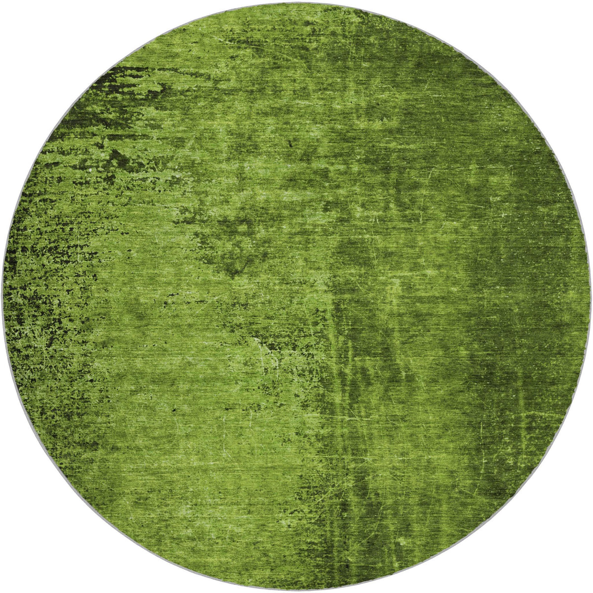 8' Green And Charcoal Abstract Shag Washable Round Rug With UV Protection - HomeRoots - Flyclothing LLC
