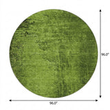 8' Green And Charcoal Abstract Shag Washable Round Rug With UV Protection - HomeRoots - Flyclothing LLC